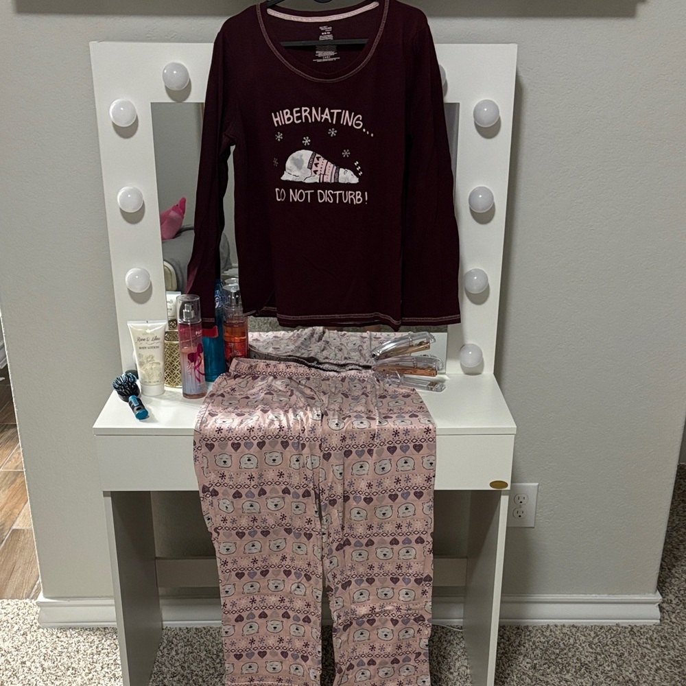 Burgundy and Pink women’s medium Pajamas Set